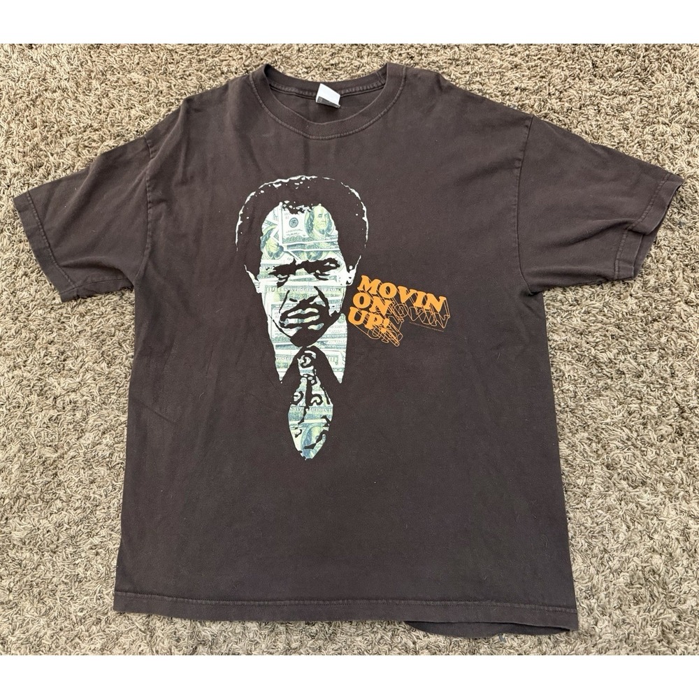 The Jefferson's Sherman Hemsley T. V. Show "Movin on Up " Brown T Shirt Sz XL